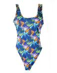 Neon Grid 80s Pattern Leotard