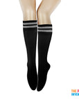 Black Sports Socks with Grey Stripe
