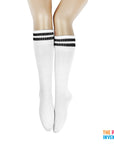 White Sports Socks with Black Stripe
