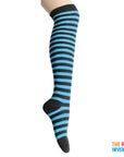 Long Over the Knee Socks (Black & Light Blue)