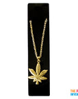 Big Gold Hemp Leaf Necklace