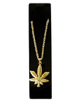 Big Gold Hemp Leaf Necklace