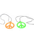 1960s Fluro Hippie Peace Sign Necklace
