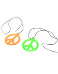 1960s Fluro Hippie Peace Sign Necklace