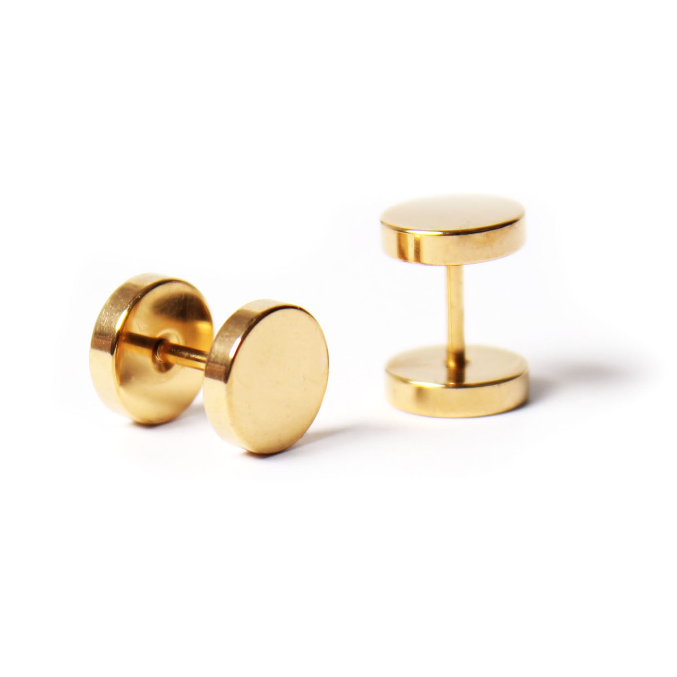 Gold Faux Stretcher Earrings (8mm)