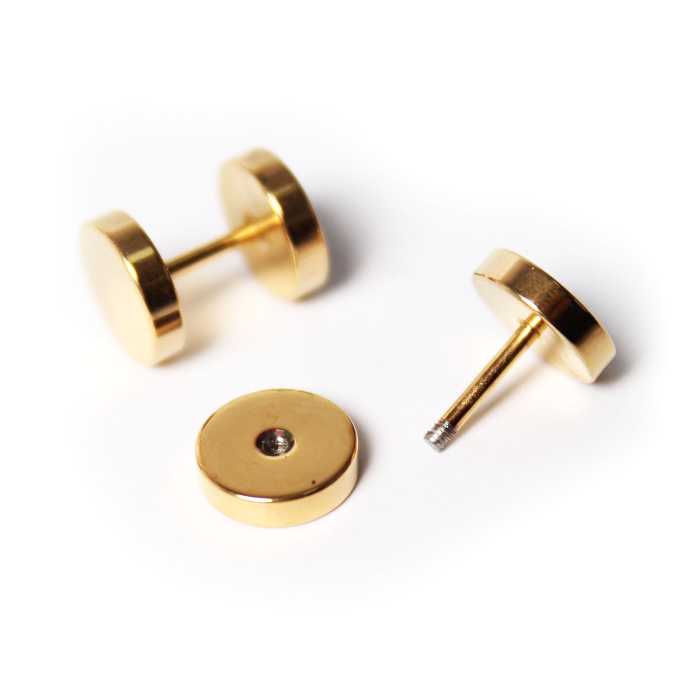 Gold Faux Stretcher Earrings (8mm)