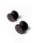 Black Faux Stretcher Earrings (12mm)