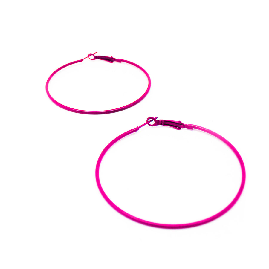 Pink 80s Neon Hoop Earrings