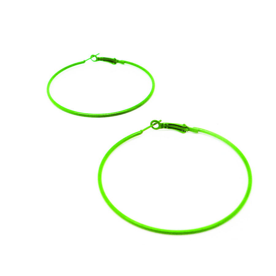 Green 80s Neon Hoop Earrings