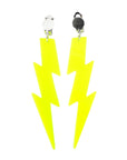 80s Neon Yellow Lightning Earrings