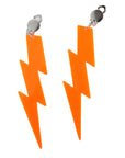 80s Neon Orange Lightning Earrings