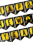 Happy New Year Banner (Black with Gold text)