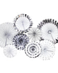 Silver Mixed Pattern Decoration Fans (8Pcs)