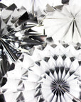 Silver Mixed Pattern Decoration Fans (8Pcs)