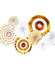Gold and Silver Combo Mixed Pattern Decoration Fans (8Pcs)