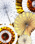 Gold and Silver Combo Mixed Pattern Decoration Fans (8Pcs)