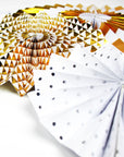 Gold and Silver Combo Mixed Pattern Decoration Fans (8Pcs)