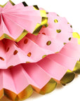 Pink Decoration Fan with Metallic Rim (6pcs)
