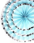 Blue Decoration Fan with Metallic Rim (6pcs)