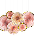 Peach Decoration Fan with Metallic Rim (6pcs)