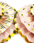 Peach Decoration Fan with Metallic Rim (6pcs)
