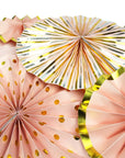 Peach Decoration Fan with Metallic Rim (6pcs)