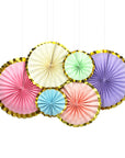 Rainbow Decoration Fan with Metallic Rim (6pcs)