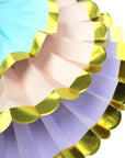 Rainbow Decoration Fan with Metallic Rim (6pcs)