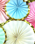 Rainbow Decoration Fan with Metallic Rim (6pcs)