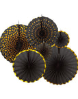 Black Decoration Fan with Gold Metallic Rim (6pcs)