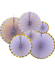 Purple Decoration Fan with Gold Metallic Rim (6pcs)