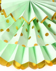 Green Decoration Fan with Gold Metallic Rim (6pcs)
