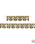 Black Happy Birthday Bunting with Gold Glitter Stripes