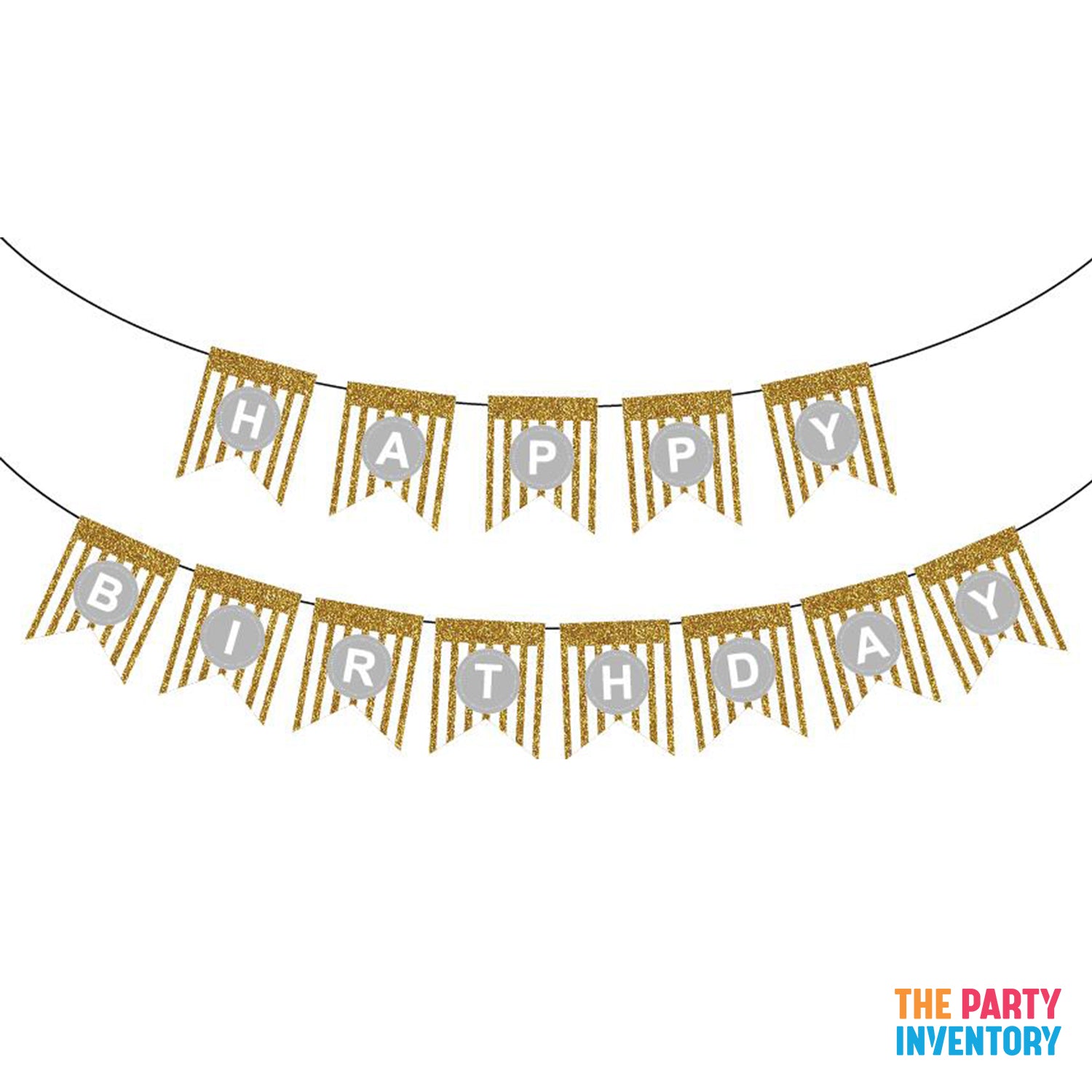 White and Gold Birthday Decoration Kit (Stripes)