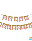 Pink Happy Birthday Bunting with Gold Glitter Stripes