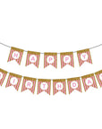 Pink Happy Birthday Bunting with Gold Glitter Stripes
