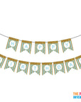 Blue Happy Birthday Bunting with Gold Glitter Stripes