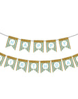 Blue Happy Birthday Bunting with Gold Glitter Stripes