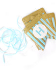 Blue Happy Birthday Bunting with Gold Glitter Stripes