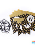 Black Happy Birthday Bunting with Gold Glitter Dots