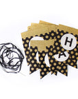 Black Happy Birthday Bunting with Gold Glitter Dots