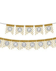 White Happy Birthday Bunting with Gold Glitter Dots