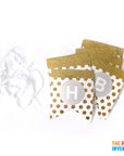 White Happy Birthday Bunting with Gold Glitter Dots