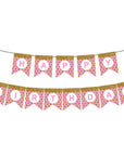 Pink Happy Birthday Bunting with Gold Glitter Dots