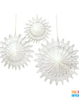 White Snowflake Decorative Fan