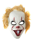 Scary Clown with Orange Hair Plastic Mask