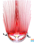Red Metallic Mask with Tall Tinsel
