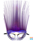 Purple Metallic Mask with Tall Tinsel