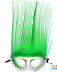 Green Metallic Mask with Tall Tinsel