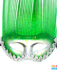 Green Metallic Mask with Tall Tinsel